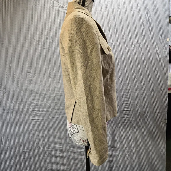 Worthington Linen Blend Reptile Print Women's Blazer with Button Accents - Picture 2 of 8